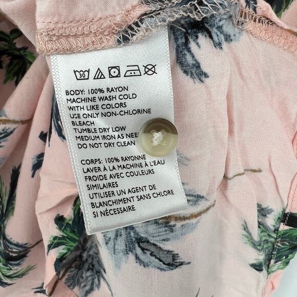 Urban Outfitters Palm Tree Casual Button-Up Shirt Pink Men's Size M - Picture 5 of 6